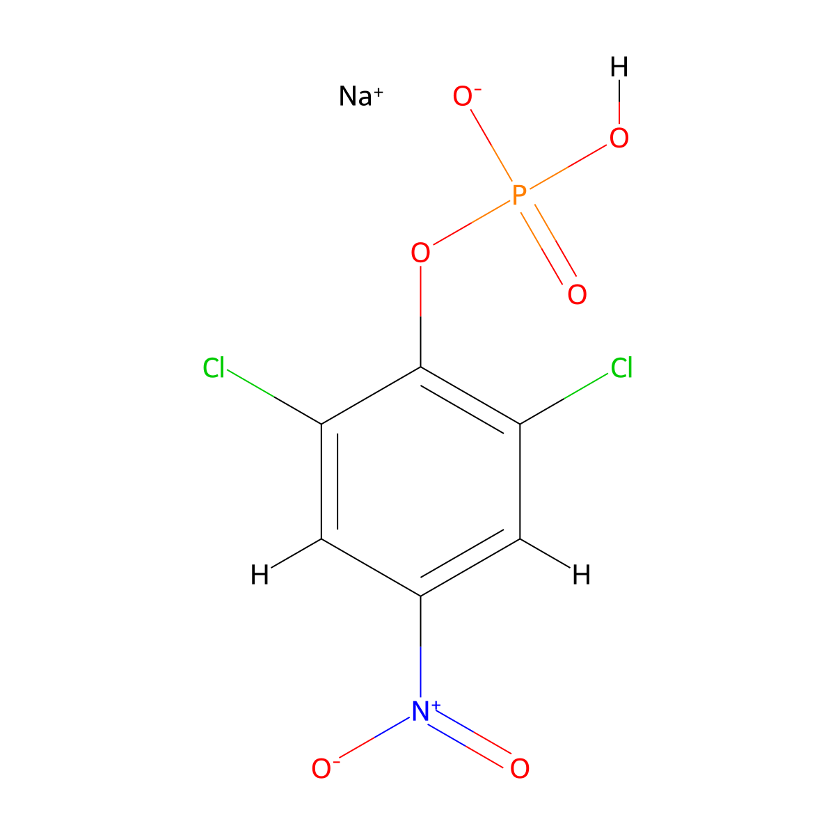 2,6-Dichloro-4-nitrophenyl phosphate monosodium salt hydrate molecular structure, CAS 207853-71-2