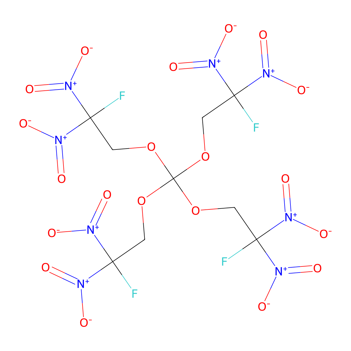 Tetrakis(2-fluoro-2,2-dinitroethyl) orthocarbonate molecular structure, CAS 20786-75-8