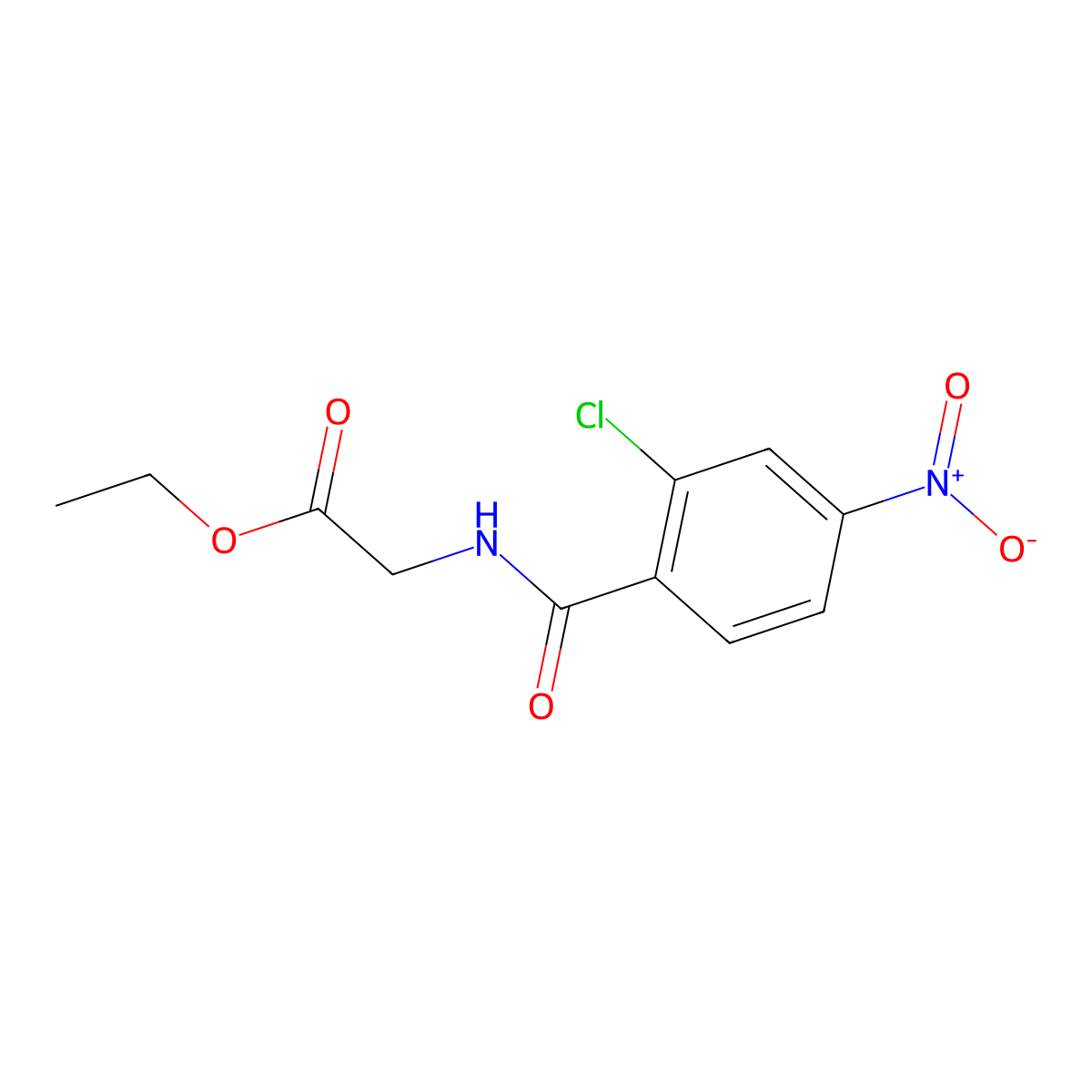 ethyl N-[(2-chloro-4-nitrophenyl)carbonyl]glycinate molecular structure, CAS 207864-32-2