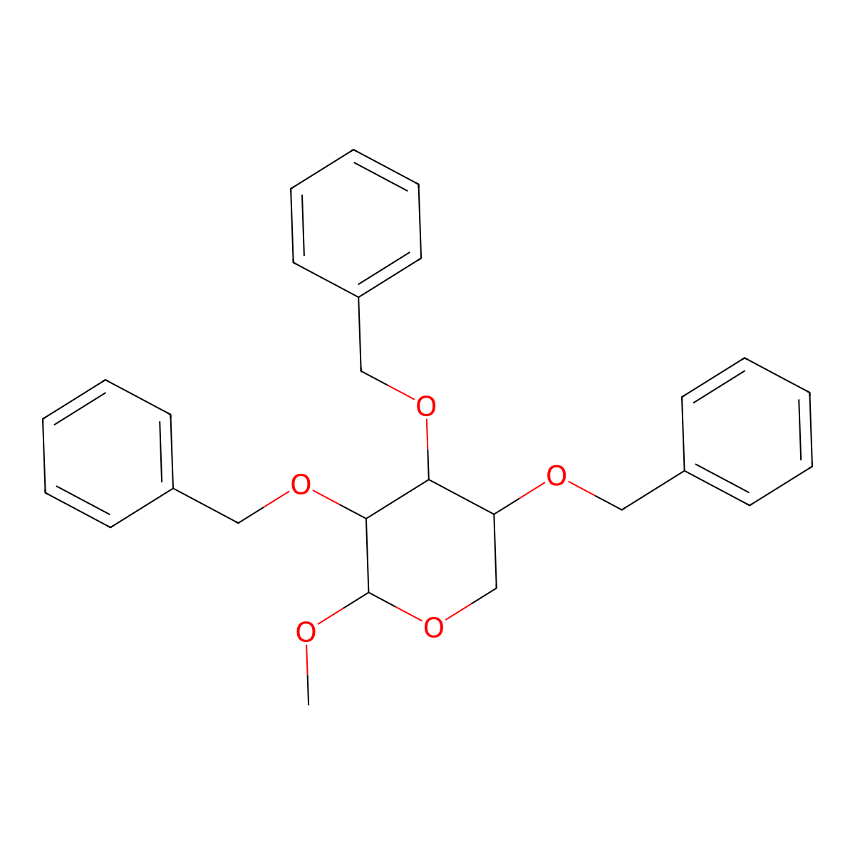 Methyl 2,3,4-tri-o-benzylpentopyranoside molecular structure, CAS 20787-20-6