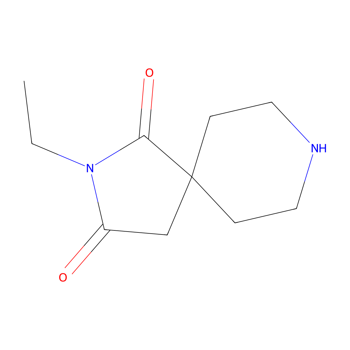 2,8-Diazaspiro[4.5]decane-1,3-dione, 2-ethyl- molecular structure, CAS 2079-24-5