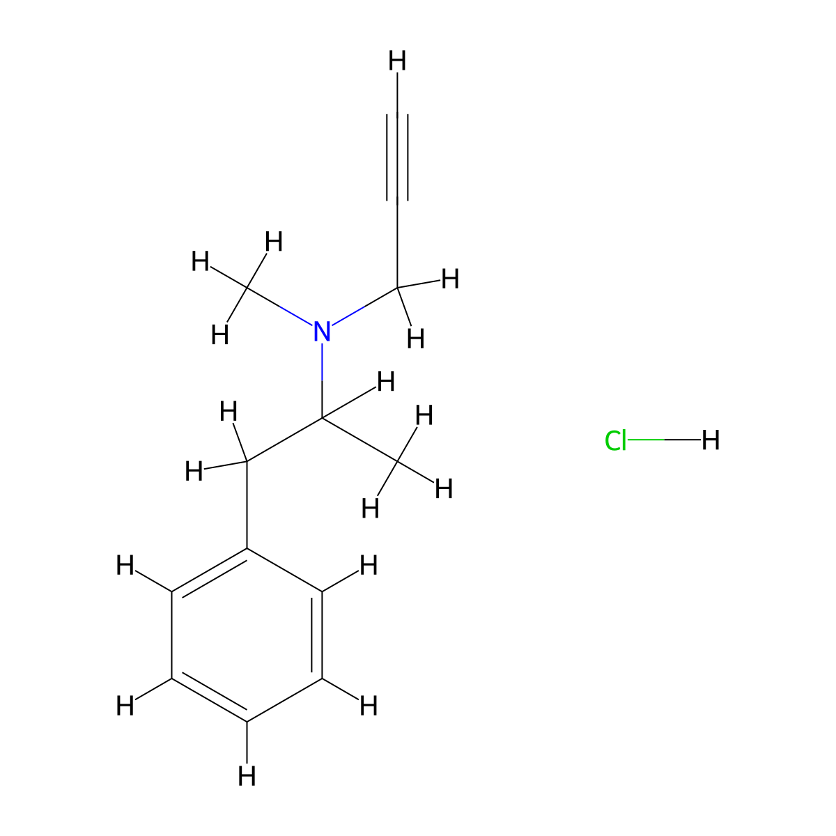 Deprenyl hydrochloride molecular structure, CAS 2079-54-1