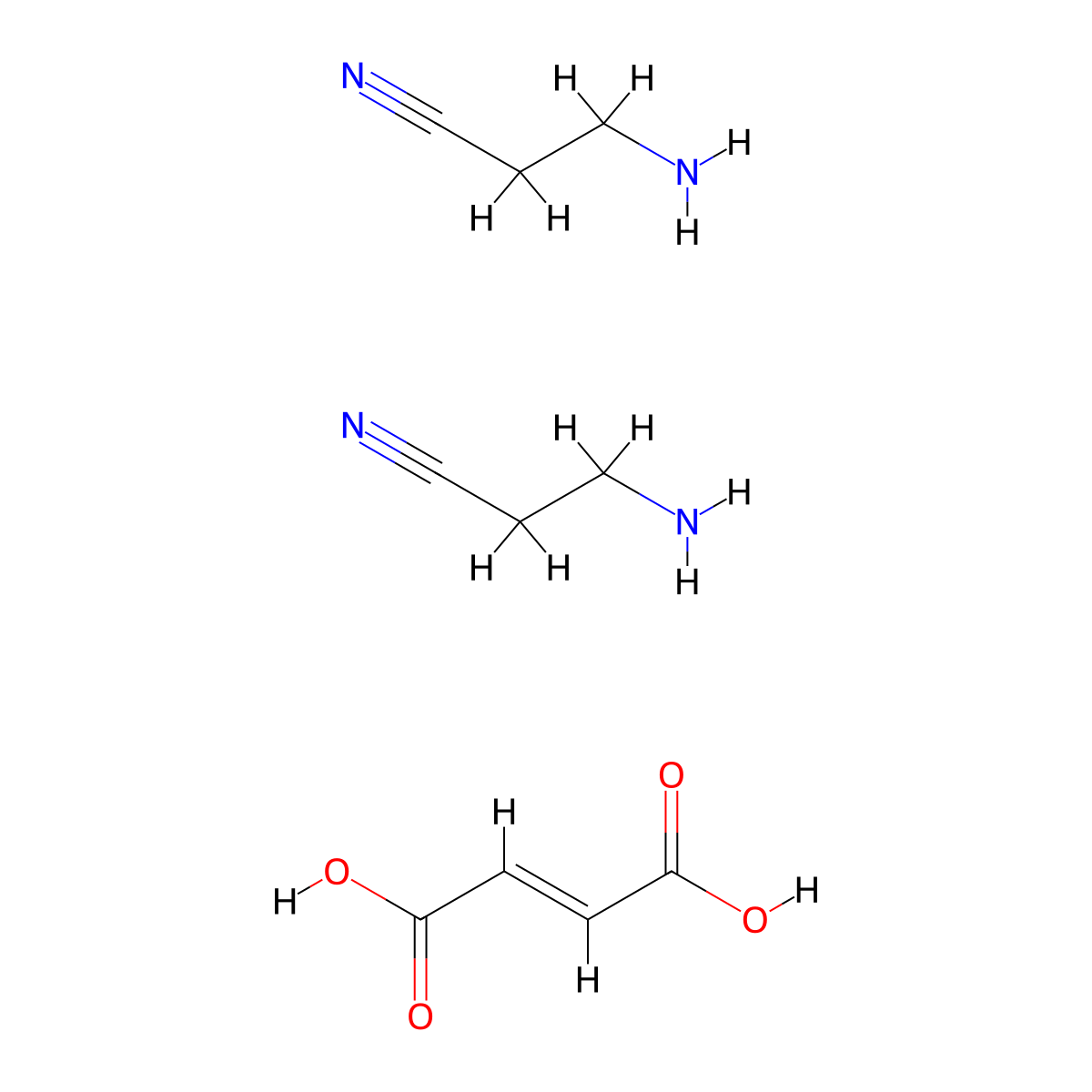 Bis(3-aminopropiononitrile) fumarate molecular structure, CAS 2079-89-2