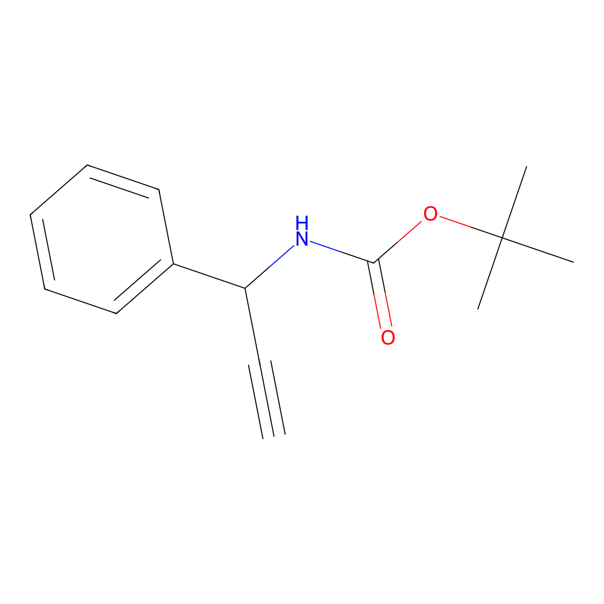 tert-butyl N-[(1R)-1-phenylprop-2-yn-1-yl]carbamate molecular structure, CAS 2079023-46-2