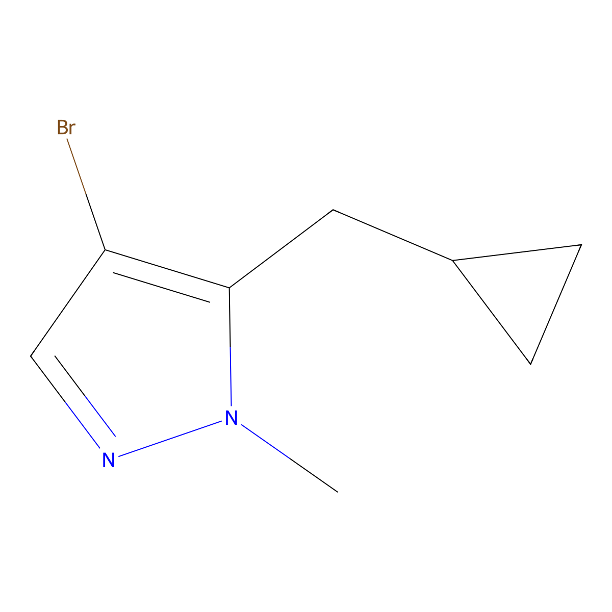 4-bromo-5-(cyclopropylmethyl)-1-methyl-1H-pyrazole molecular structure, CAS 2079069-45-5