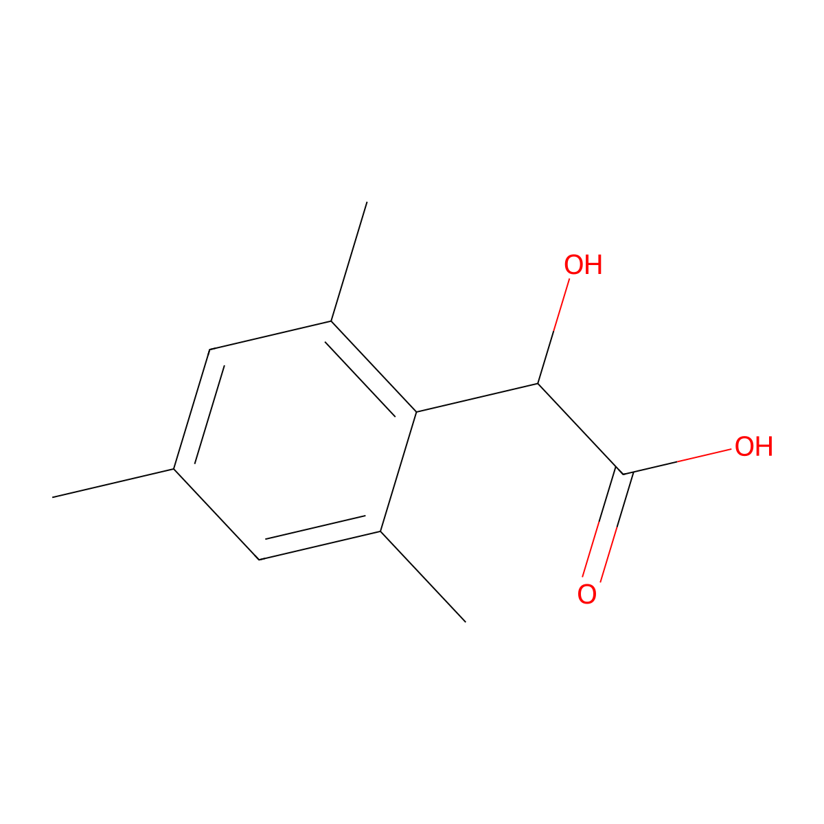 Hydroxy(2,4,6-trimethylphenyl)acetic acid molecular structure, CAS 20797-56-2