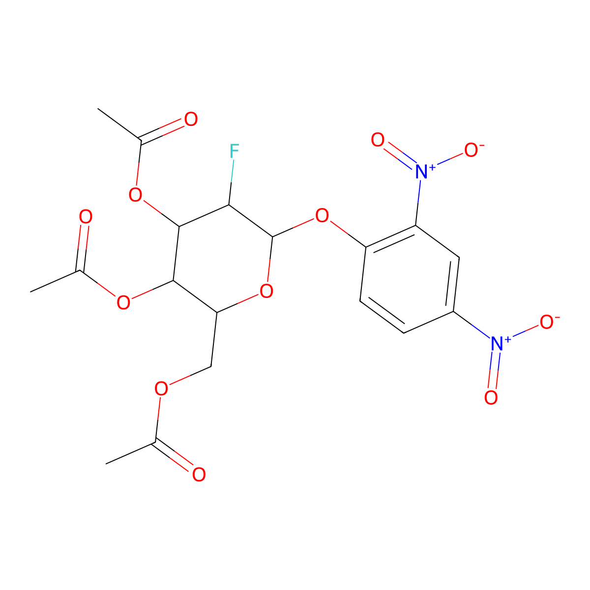 [(2R,3S,4S,5R,6S)-3,4-diacetyloxy-6-(2,4-dinitrophenoxy)-5-fluorooxan-2-yl]methyl acetate molecular structure, CAS 207975-84-6