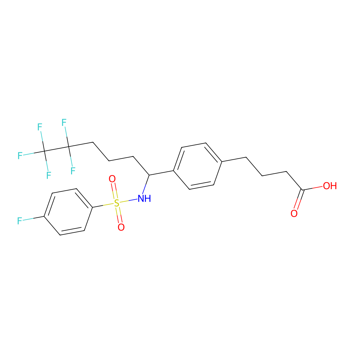 4-[4-[5,5,6,6,6-pentafluoro-1-[(4-fluorophenyl)sulfonylamino]hexyl]phenyl]butanoic Acid molecular structure, CAS 207987-59-5