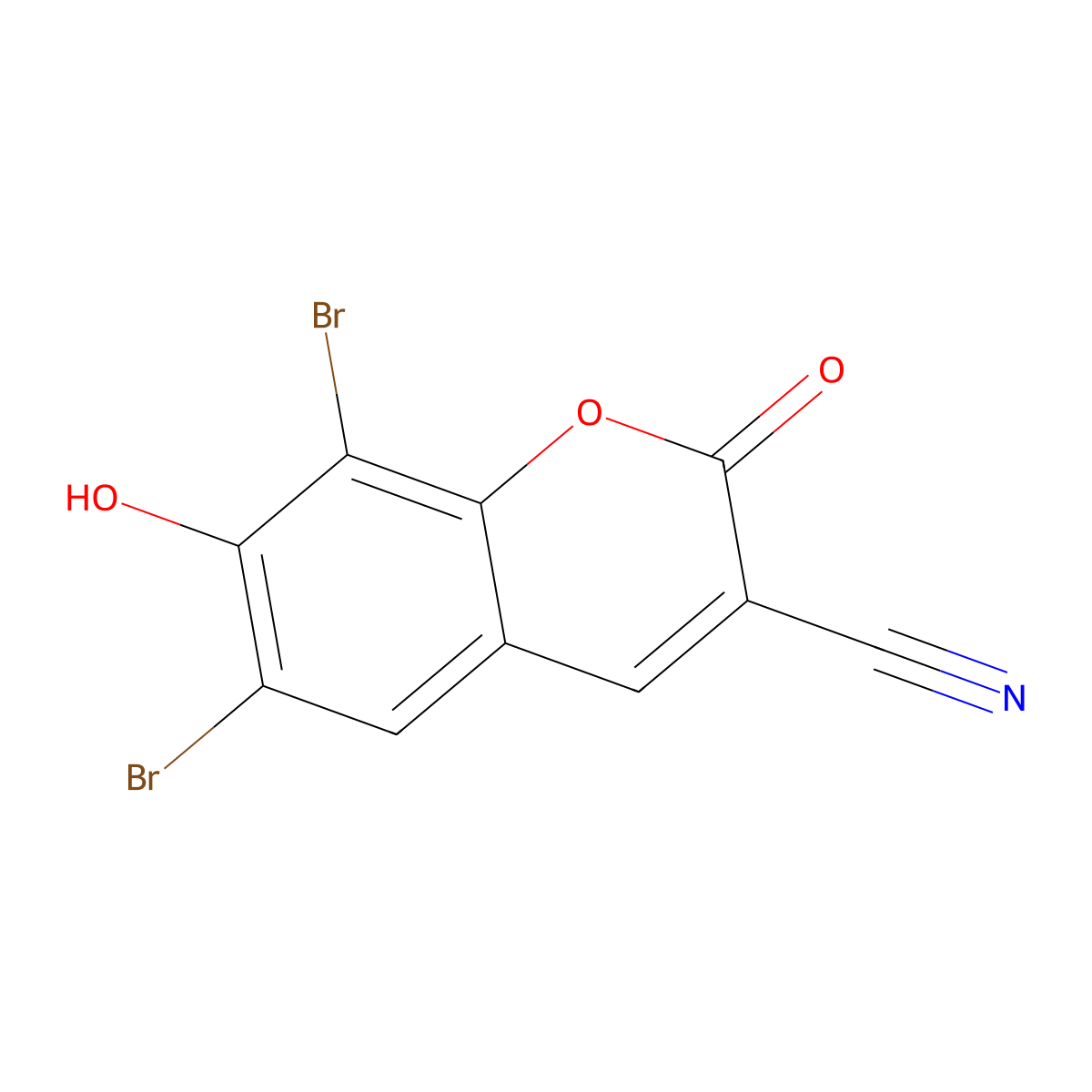 6,8-Dibromo-7-hydroxy-2-oxo-2H-chromene-3-carbonitrile molecular structure, CAS 2079880-35-4