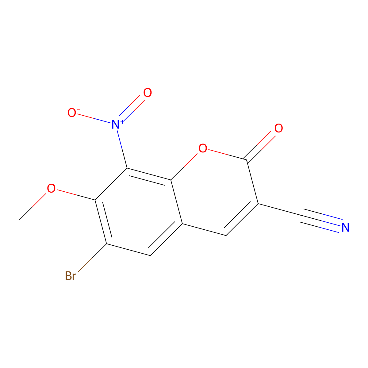 6-Bromo-7-methoxy-8-nitro-2-oxo-2H-chromene-3-carbonitrile molecular structure, CAS 2079880-57-0