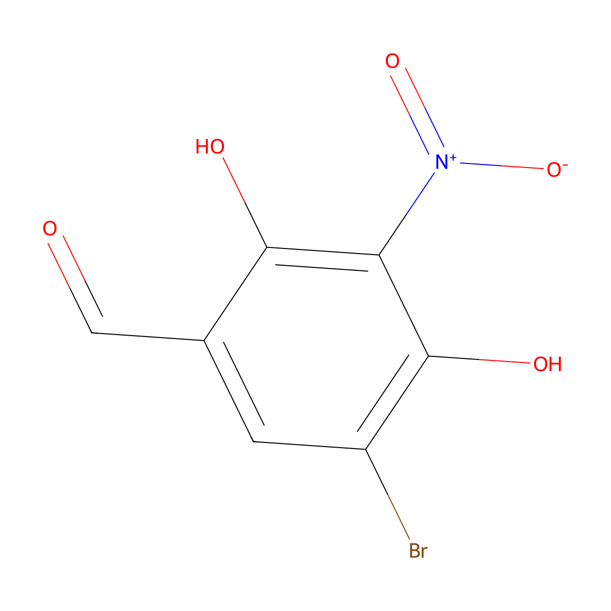 5-Bromo-2,4-dihydroxy-3-nitrobenzaldehyde molecular structure, CAS 2079881-05-1