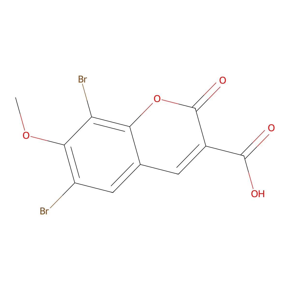 6,8-Dibromo-7-methoxy-2-oxo-2H-chromene-3-carboxylic acid molecular structure, CAS 2079885-72-4