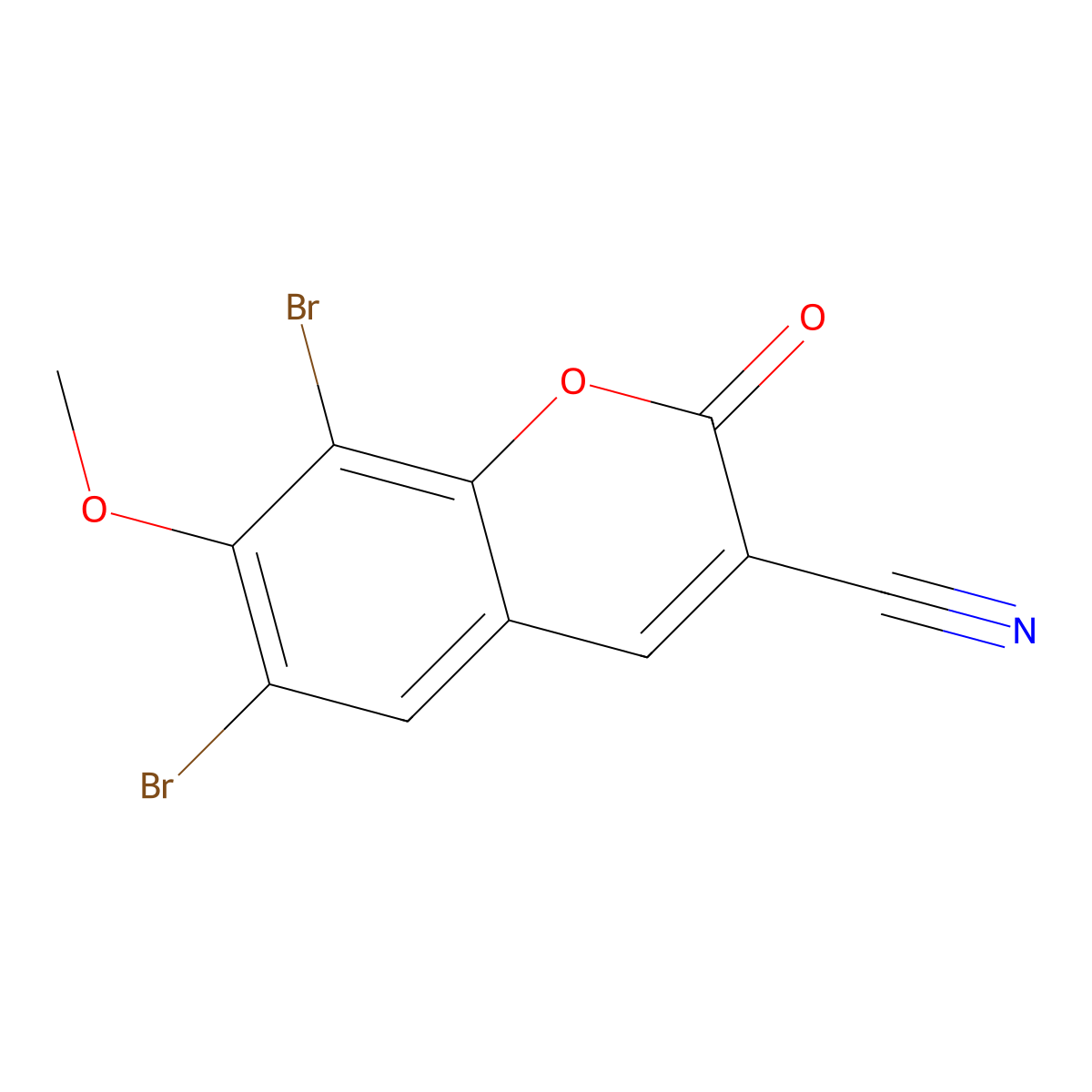 6,8-Dibromo-7-methoxy-2-oxo-2H-chromene-3-carbonitrile molecular structure, CAS 2079885-88-2