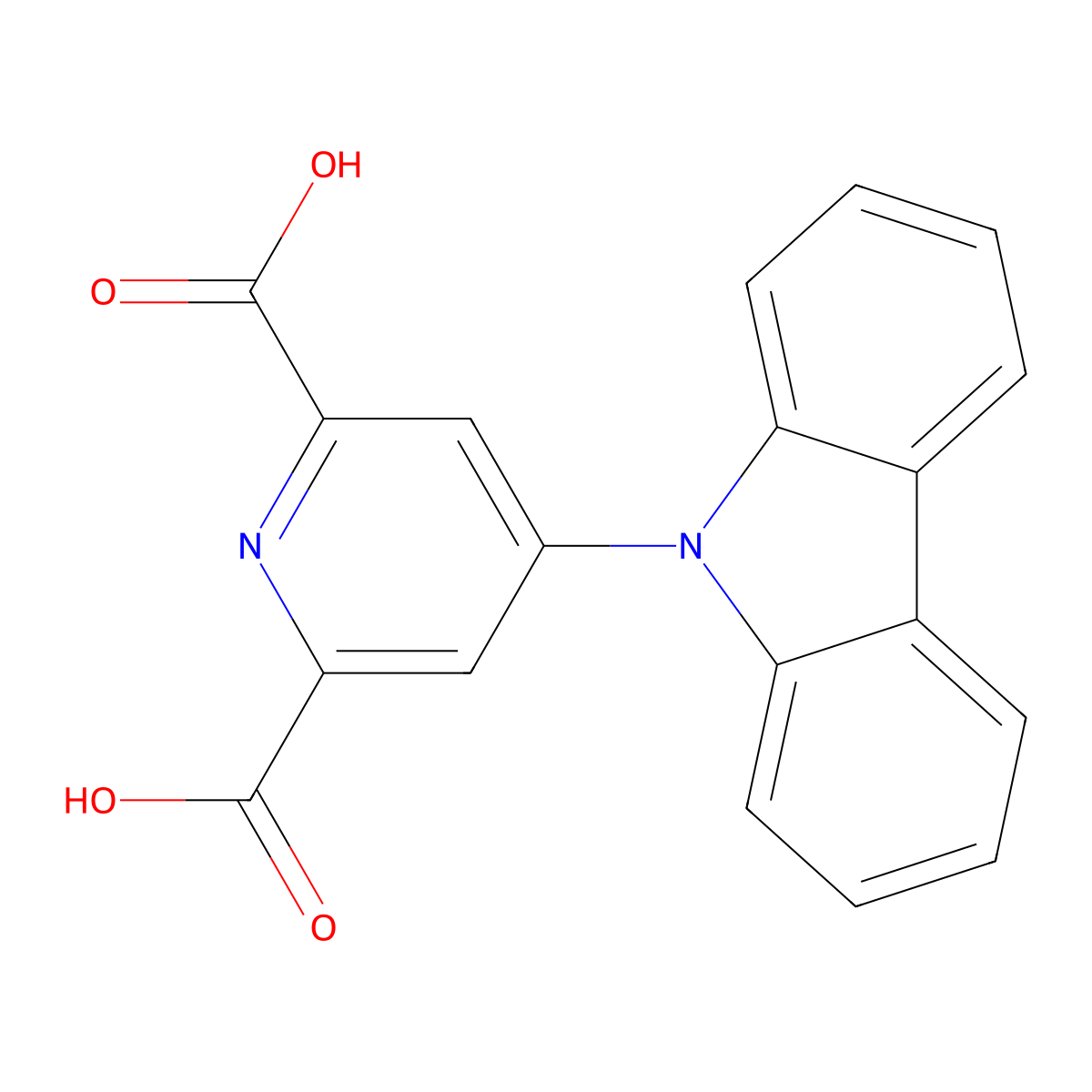 4-(9H-Carbazol-9-yl)pyridine-2,6-dicarboxylic acid molecular structure, CAS 2079886-11-4