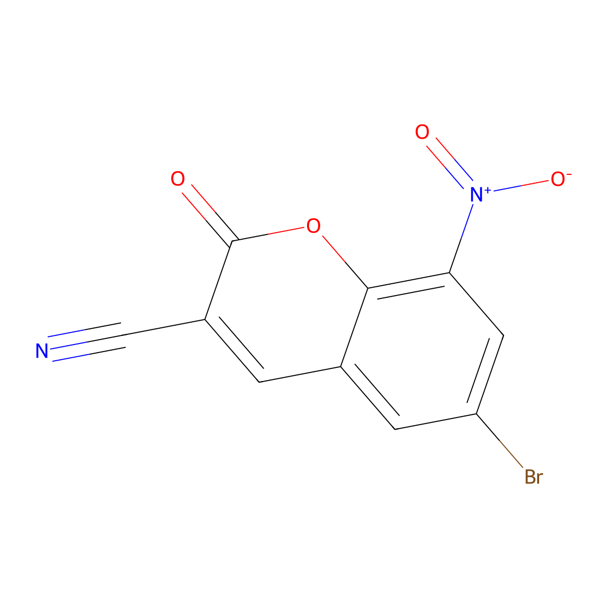 6-Bromo-8-nitro-2-oxo-2H-chromene-3-carbonitrile molecular structure, CAS 2079891-15-7