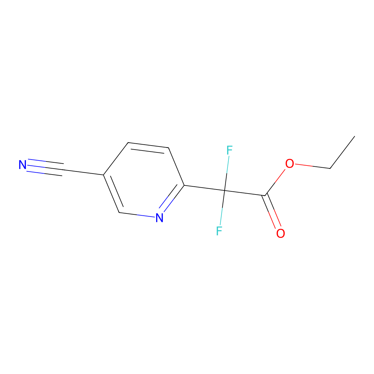 Ethyl 2-(5-cyanopyridin-2-yl)-2,2-difluoroacetate molecular structure, CAS 2079948-90-4