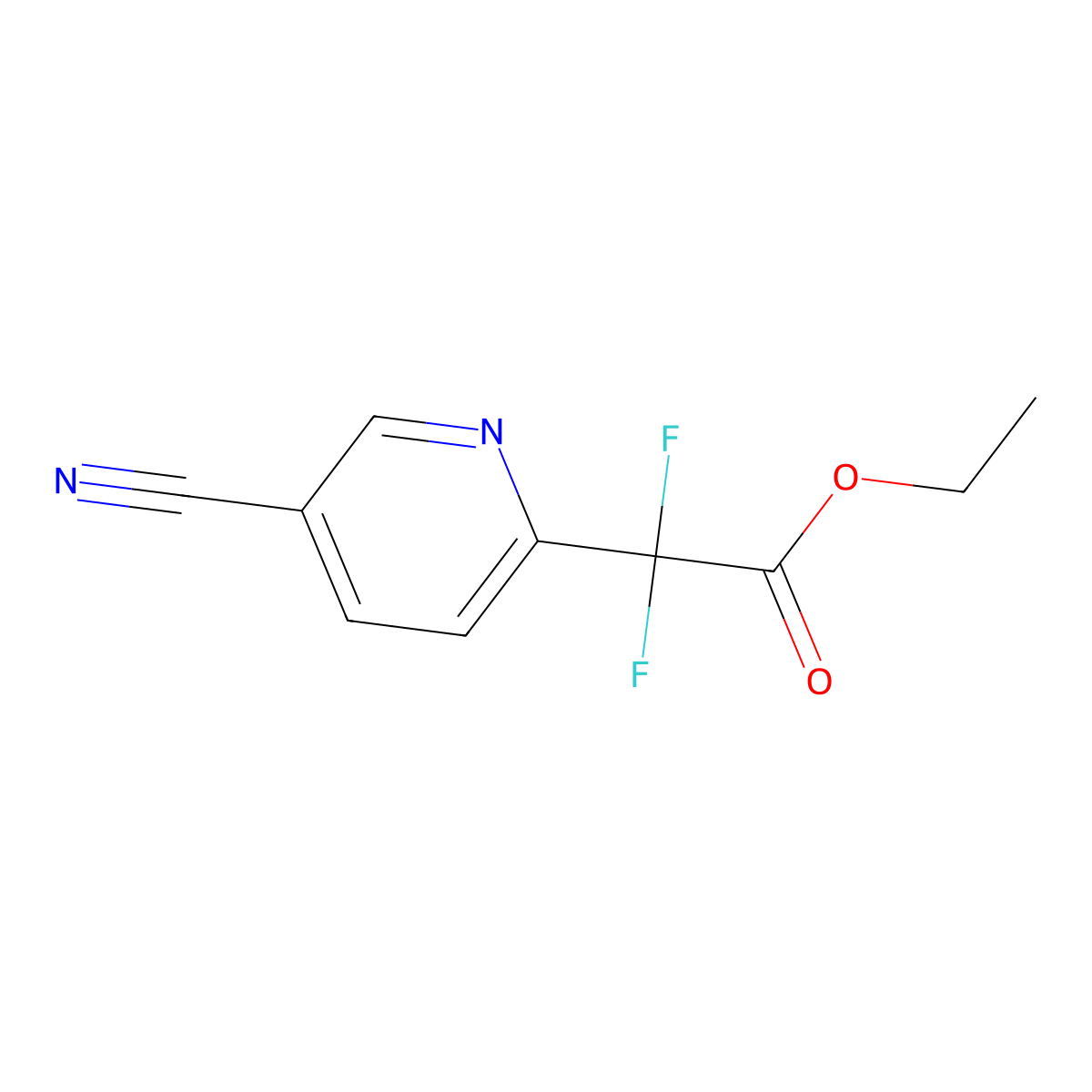 Ethyl 2-(5-cyanopyridin-2-yl)-2,2-difluoroacetate molecular structure, CAS 2079948-90-4