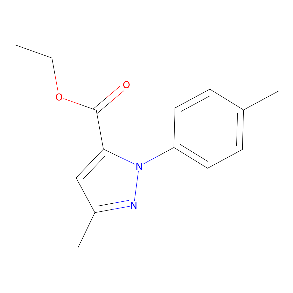 Ethyl 3-methyl-1-p-tolyl-1H-pyrazole-5-carboxylate molecular structure, CAS 2080-80-0