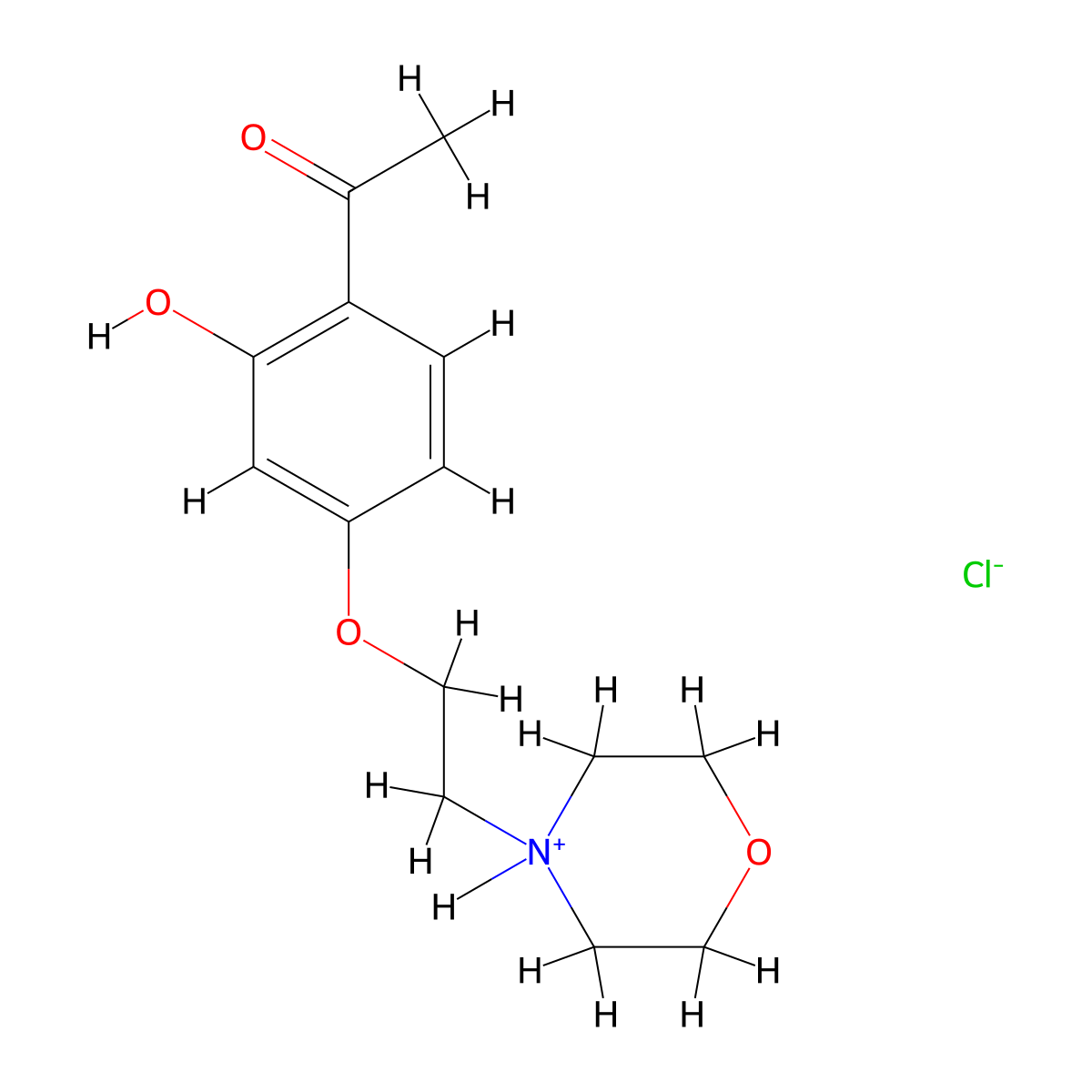 Acetophenone, 2'-hydroxy-4'-(2-(morpholino)ethoxy)-, hydrochloride molecular structure, CAS 20800-09-3