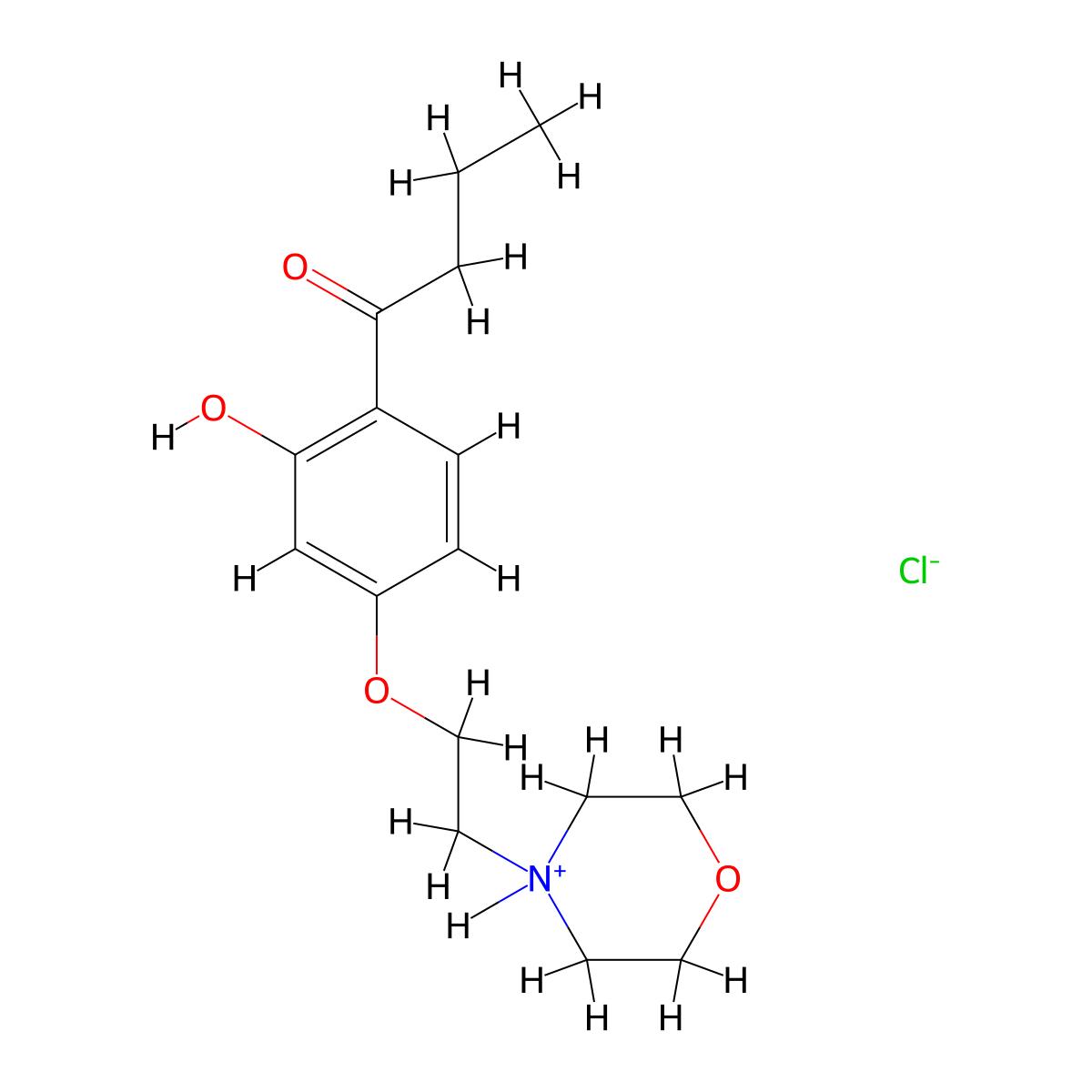 Butyrophenone, 2'-hydroxy-4'-(2-morpholinoethoxy)-, hydrochloride molecular structure, CAS 20800-12-8