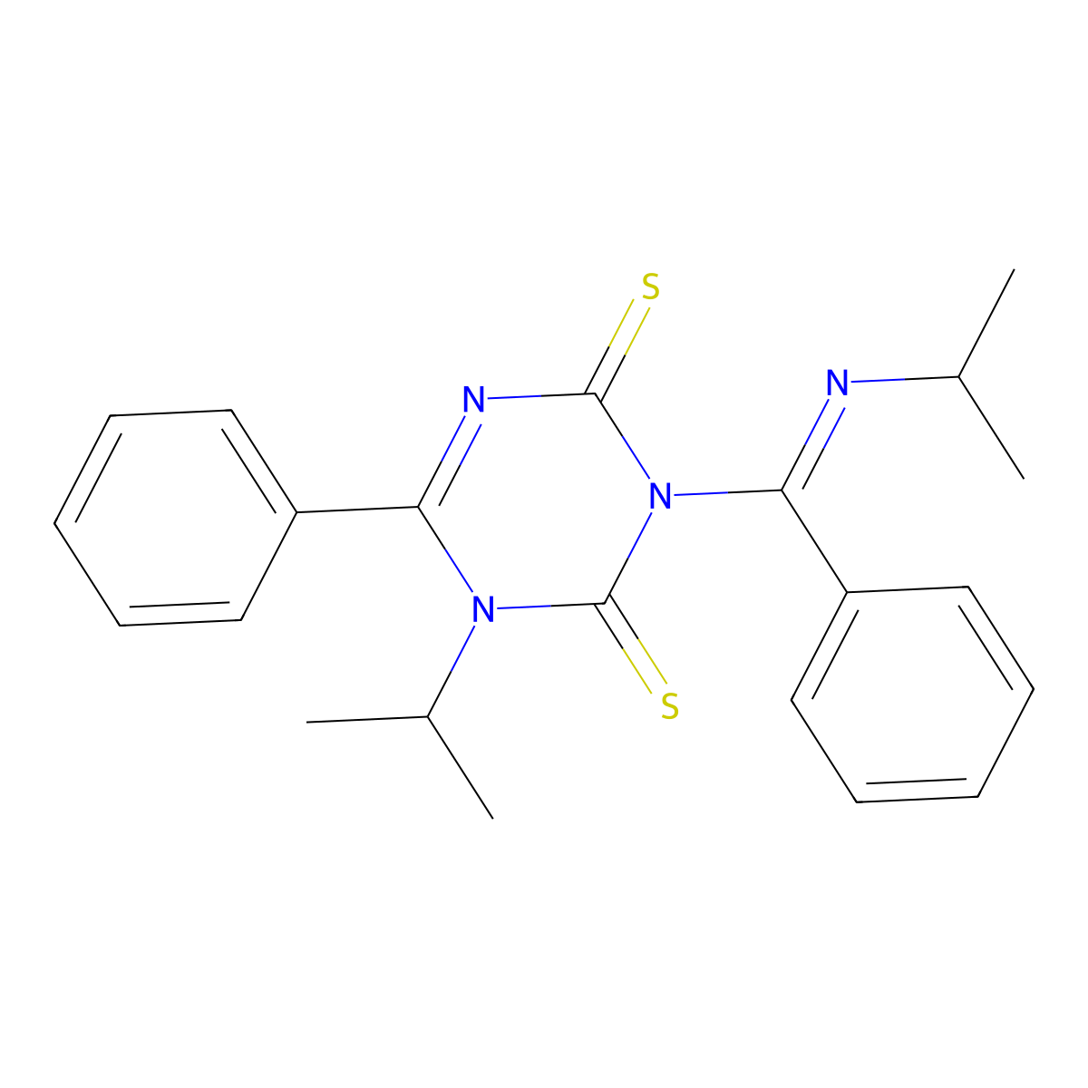 (E)-1-isopropyl-3-((isopropylimino)(phenyl)methyl)-6-phenyl-1,3,5-triazine-2,4(1H,3H)-dithione molecular structure, CAS 20800-46-8