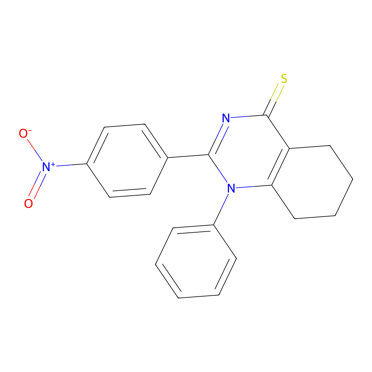 2-(4-nitrophenyl)-1-phenyl-5,6,7,8-tetrahydroquinazoline-4(1H)-thione molecular structure, CAS 20800-65-1