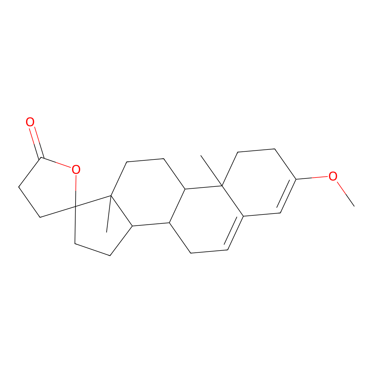 3-Methoxy-10,13-dimethylspiro[1,2,7,8,9,11,12,14,15,16-decahydrocyclopenta[a]phenanthrene-17,5'-oxolane]-2'-one molecular structure, CAS 20802-57-7
