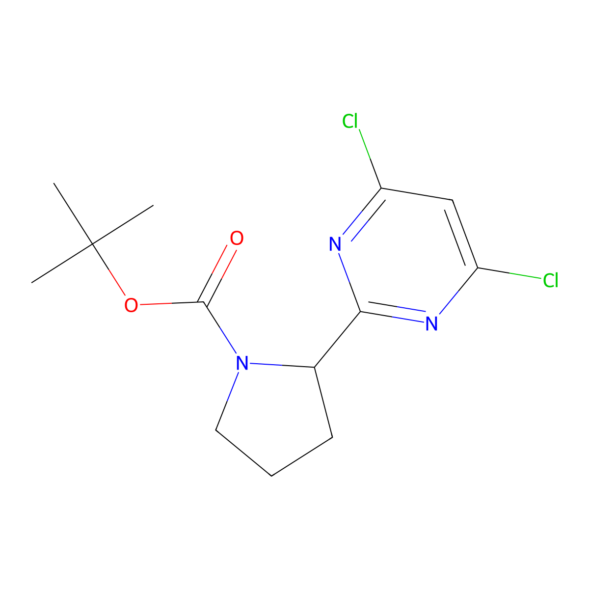 tert-Butyl 2-(4,6-dichloropyrimidin-2-yl)pyrrolidine-1-carboxylate molecular structure, CAS 2080361-24-4