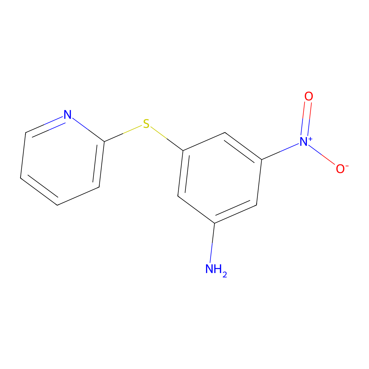 3-Nitro-5-(2-pyridinylthio)benzenamine molecular structure, CAS 208038-99-7