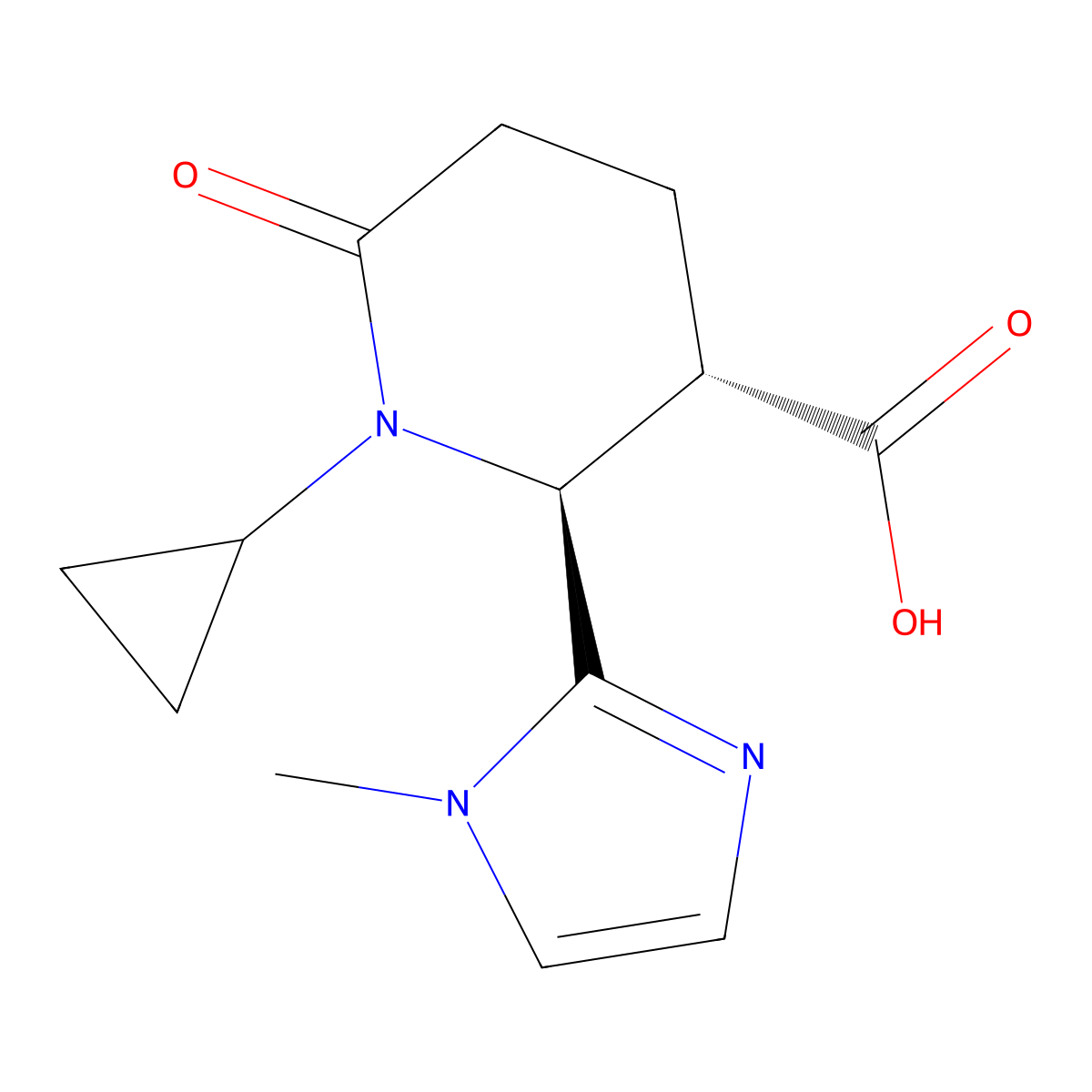 Rac-(2R,3R)-1-cyclopropyl-2-(1-methyl-1H-imidazol-2-YL)-6-oxopiperidine-3-carboxylic acid molecular structure, CAS 2080399-33-1