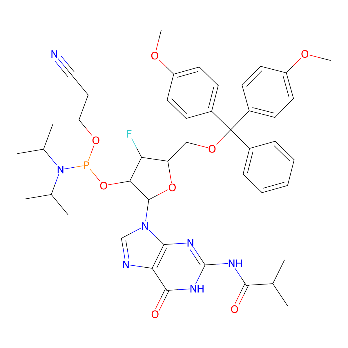3'-F-3'-dG(iBu)-2'-phosphoramidite molecular structure, CAS 2080404-21-1