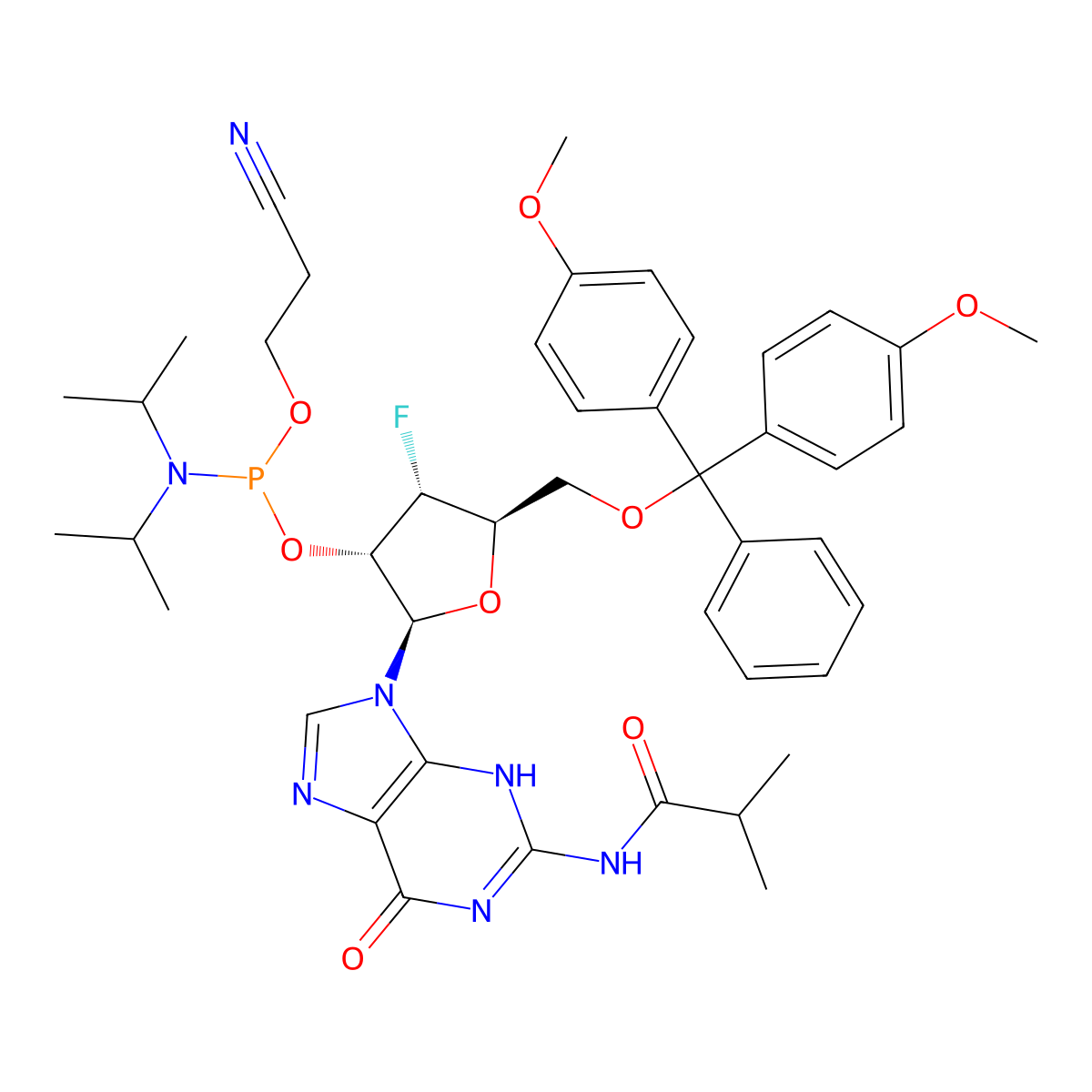 3'-F-3'-dG(iBu)-2'-phosphoramidite molecular structure, CAS 2080404-21-1