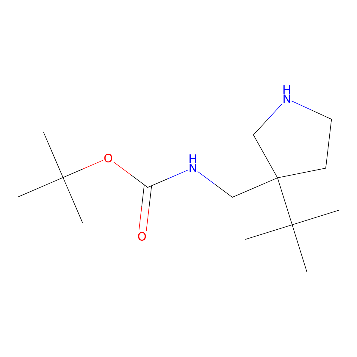 tert-butyl N-[(3-tert-butylpyrrolidin-3-yl)methyl]carbamate molecular structure, CAS 2080412-59-3