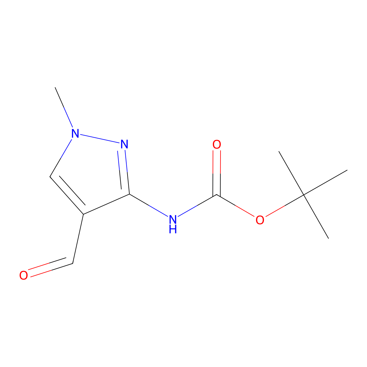tert-butyl N-(4-formyl-1-methyl-1H-pyrazol-3-yl)carbamate molecular structure, CAS 2080412-77-5