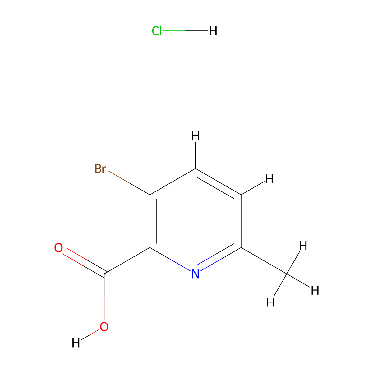 3-Bromo-6-methylpyridine-2-carboxylic acid hydrochloride molecular structure, CAS 2080412-78-6