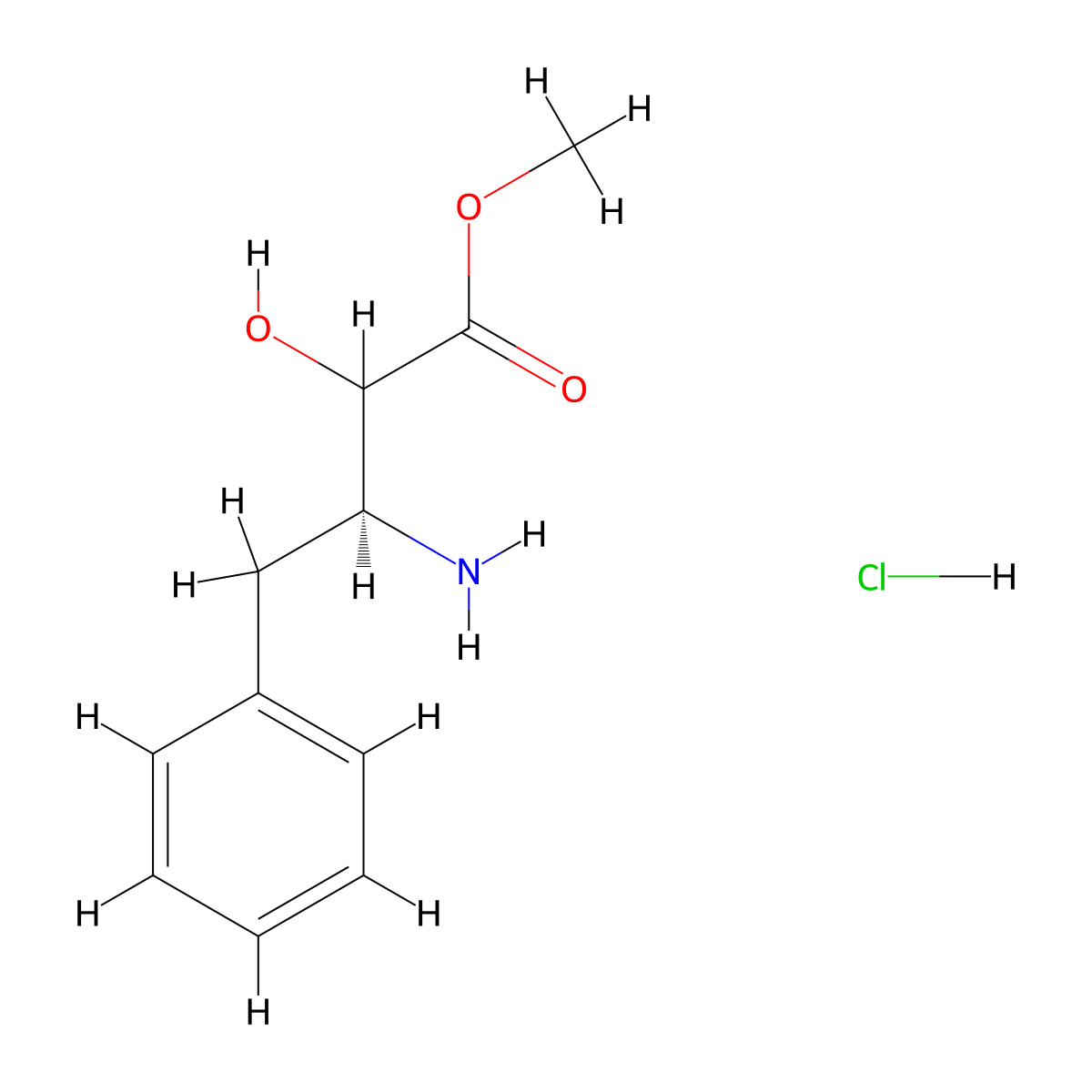 methyl(3S)-3-amino-2-hydroxy-4-phenylbutanoatehydrochloride molecular structure, CAS 208051-32-5