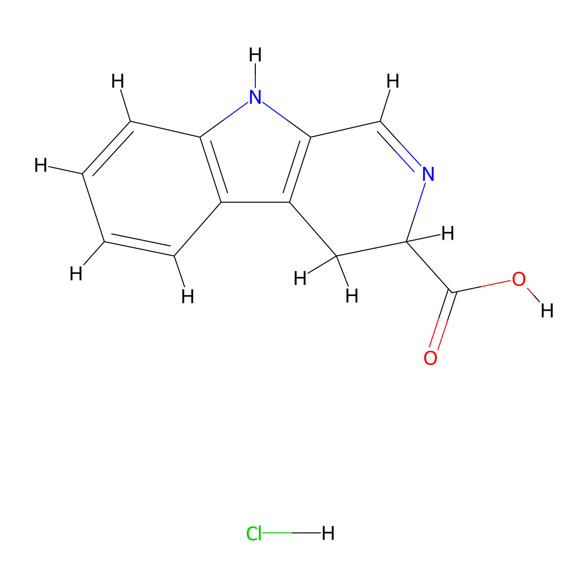 3H,4H,9H-pyrido[3,4-b]indole-3-carboxylic acid hydrochloride molecular structure, CAS 20806-94-4
