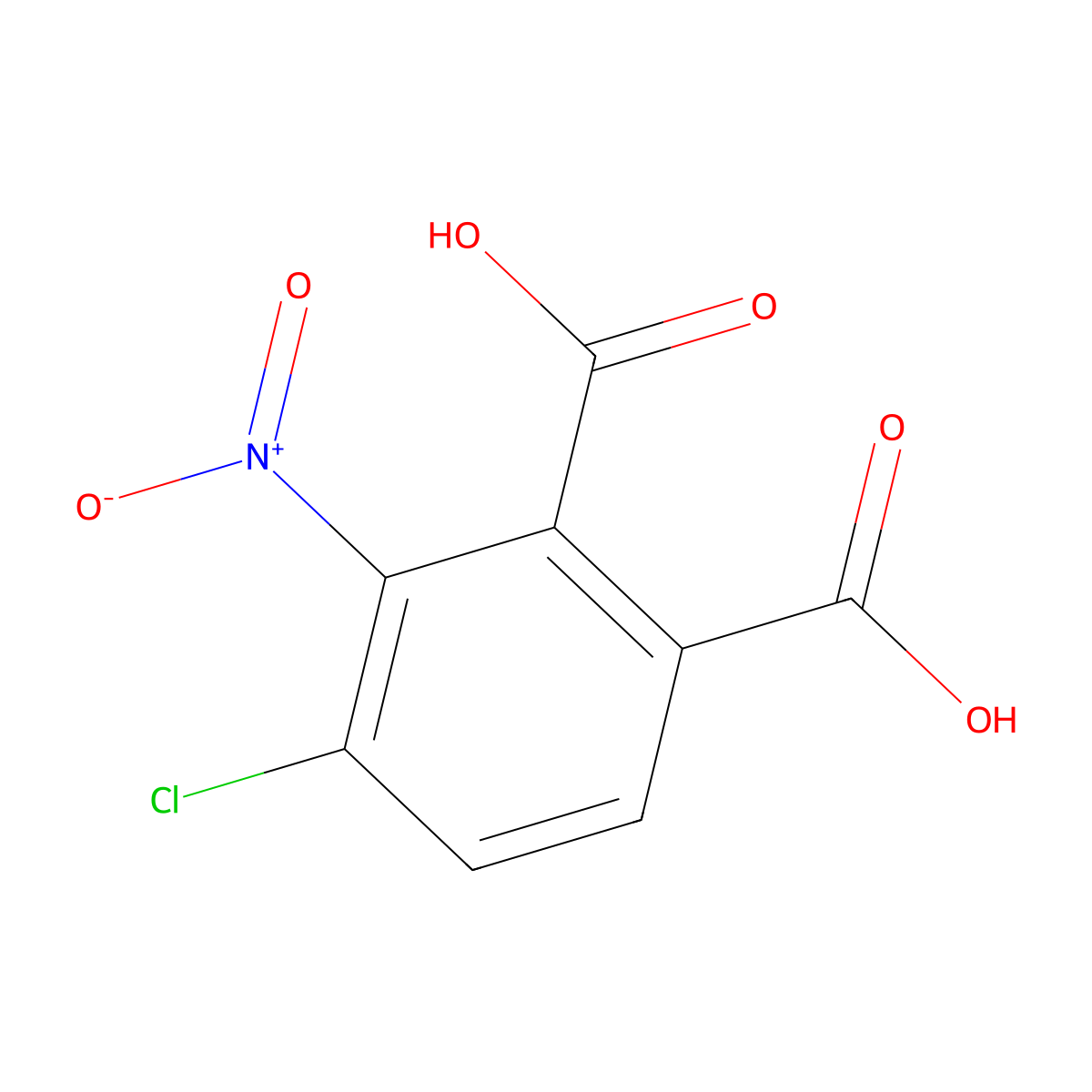 4-Chloro-3-nitrobenzene-1,2-dicarboxylic acid molecular structure, CAS 2080747-16-4