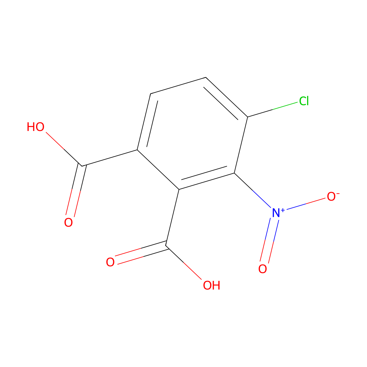 4-Chloro-3-nitrobenzene-1,2-dicarboxylic acid molecular structure, CAS 2080747-16-4