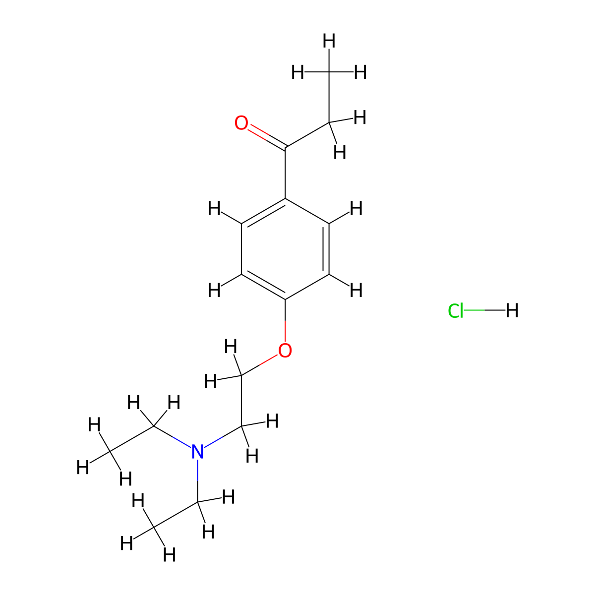 Propiophenone, 4'-(2-(diethylamino)ethoxy)-, hydrochloride molecular structure, CAS 20809-16-9
