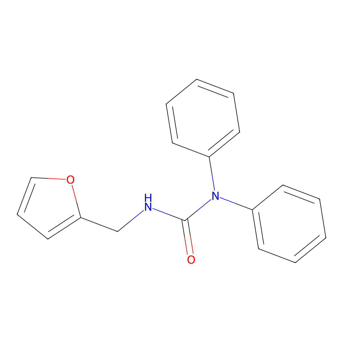 3-(Furan-2-ylmethyl)-1,1-diphenylurea molecular structure, CAS 208107-12-4