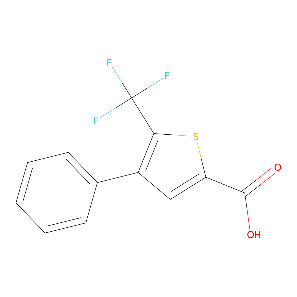 4-Phenyl-5-(trifluoromethyl)thiophene-2-carboxylic acid molecular structure, CAS 208108-76-3