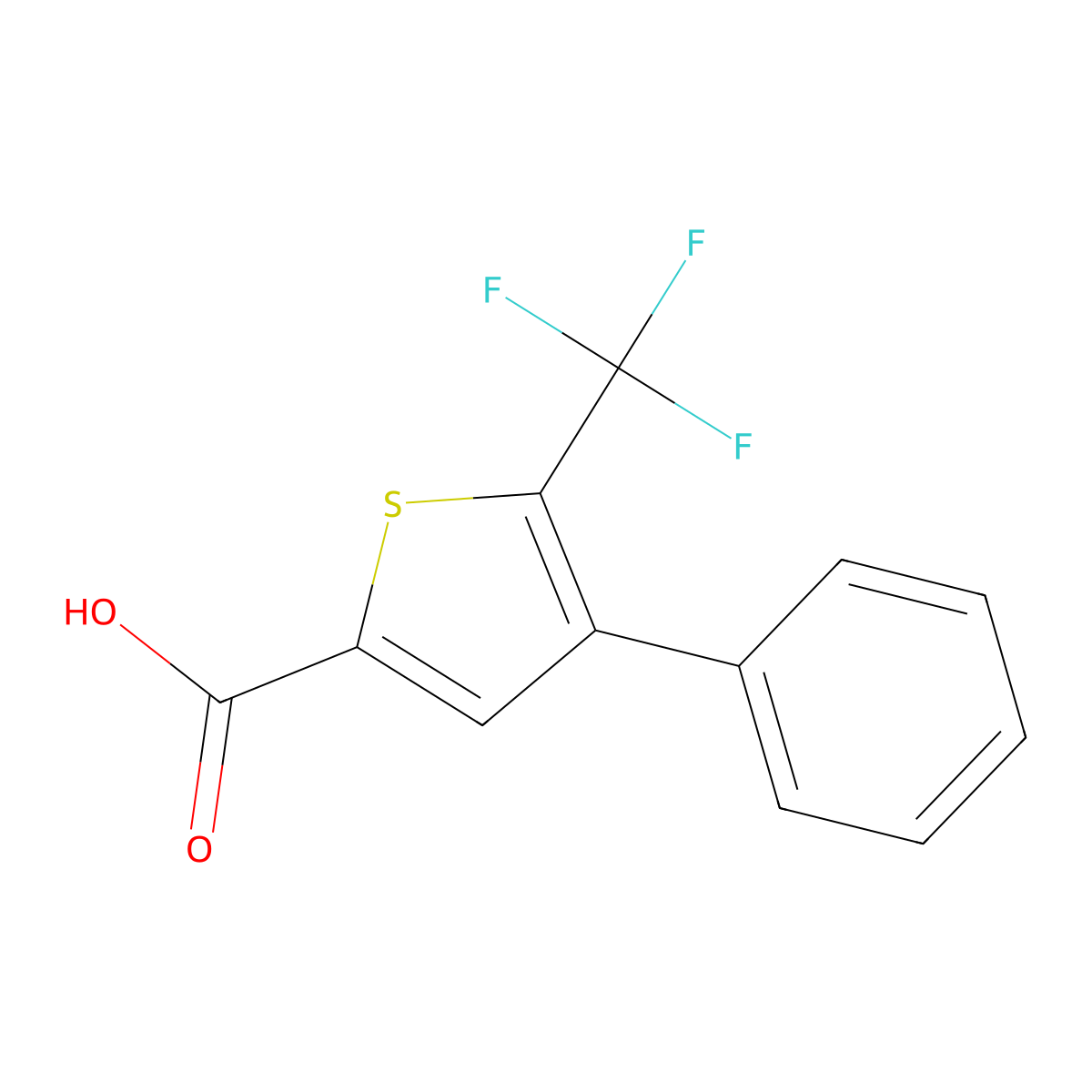 4-Phenyl-5-(trifluoromethyl)thiophene-2-carboxylic acid molecular structure, CAS 208108-76-3