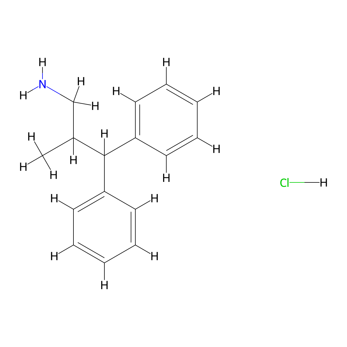 2-Methyl-3,3-diphenylpropan-1-amine hydrochloride molecular structure, CAS 20811-57-8