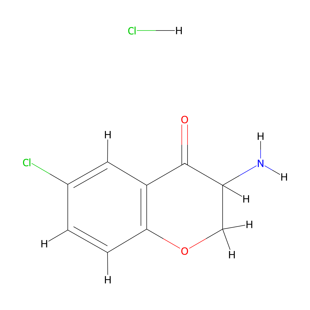 3-amino-6-chloro-3,4-dihydro-2H-1-benzopyran-4-one hydrochloride molecular structure, CAS 20811-81-8