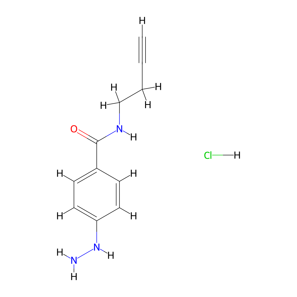 N-(But-3-yn-1-yl)-4-hydrazinylbenzamide hydrochloride molecular structure, CAS 2081100-00-5