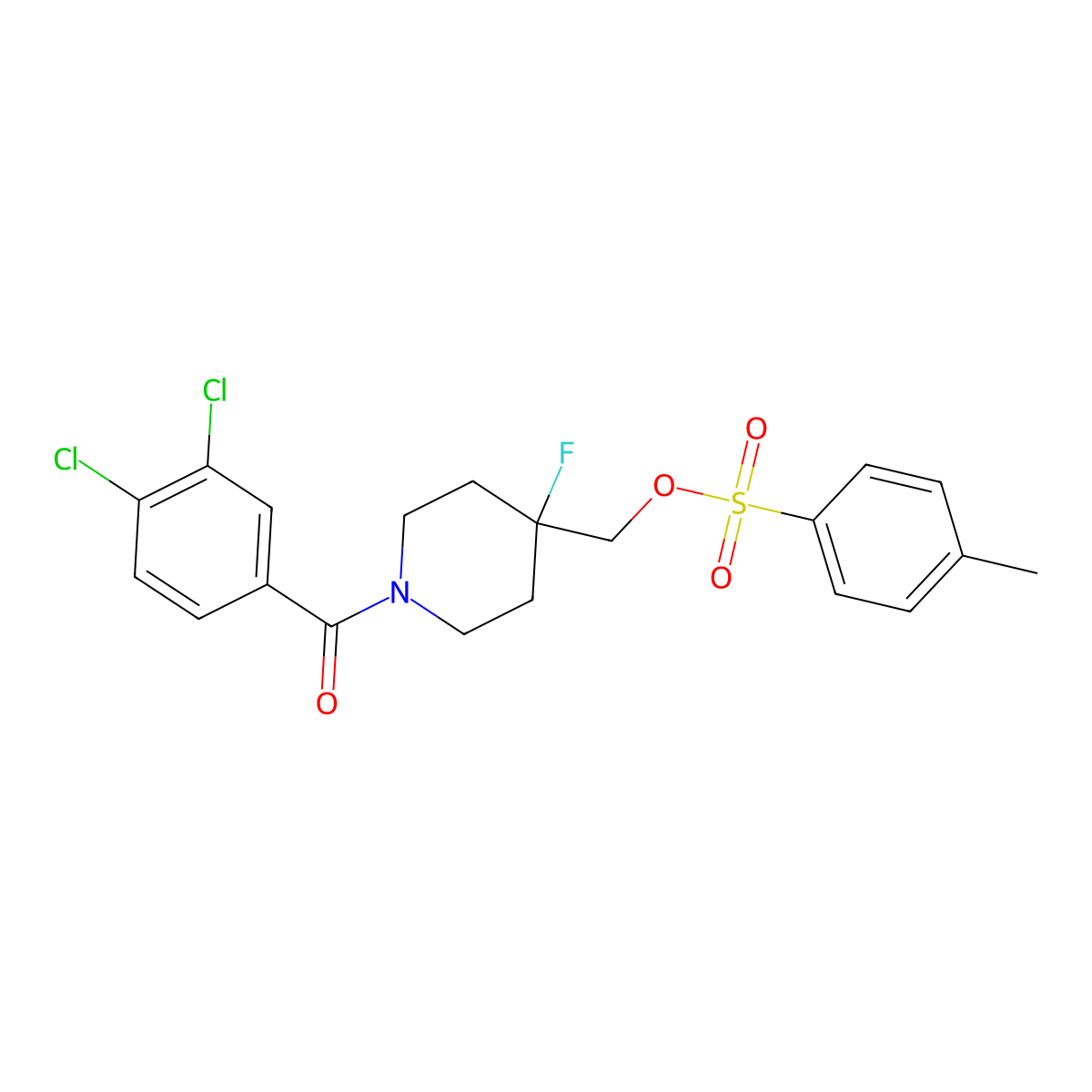 [1-(3,4-Dichlorobenzoyl)-4-fluoro-4-piperidinyl]methyl 4-methylbenzenesulfonate molecular structure, CAS 208111-55-1