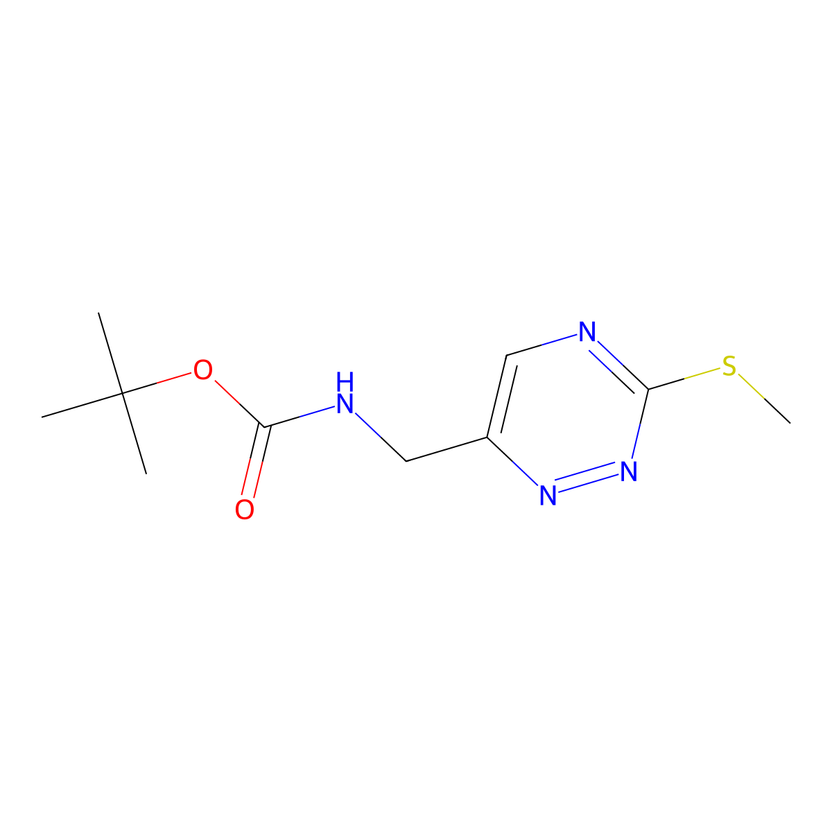 N-Boc-1-[3-(Methylthio)-1,2,4-triazin-6-yl]methylamine molecular structure, CAS 2081124-51-6