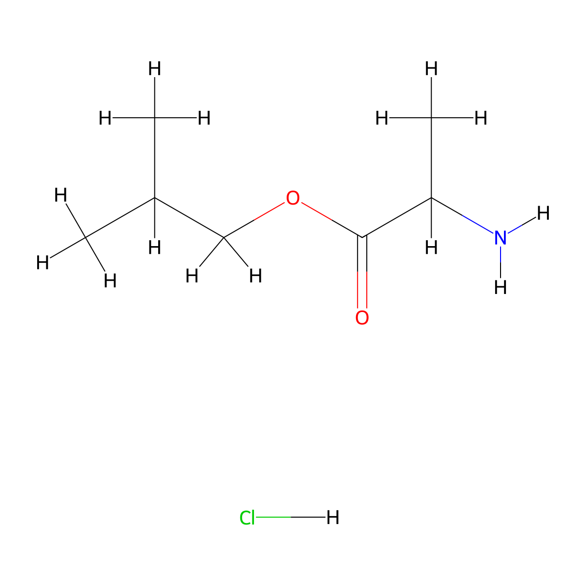 2-Methylpropyl 2-aminopropanoate hydrochloride molecular structure, CAS 208117-10-6