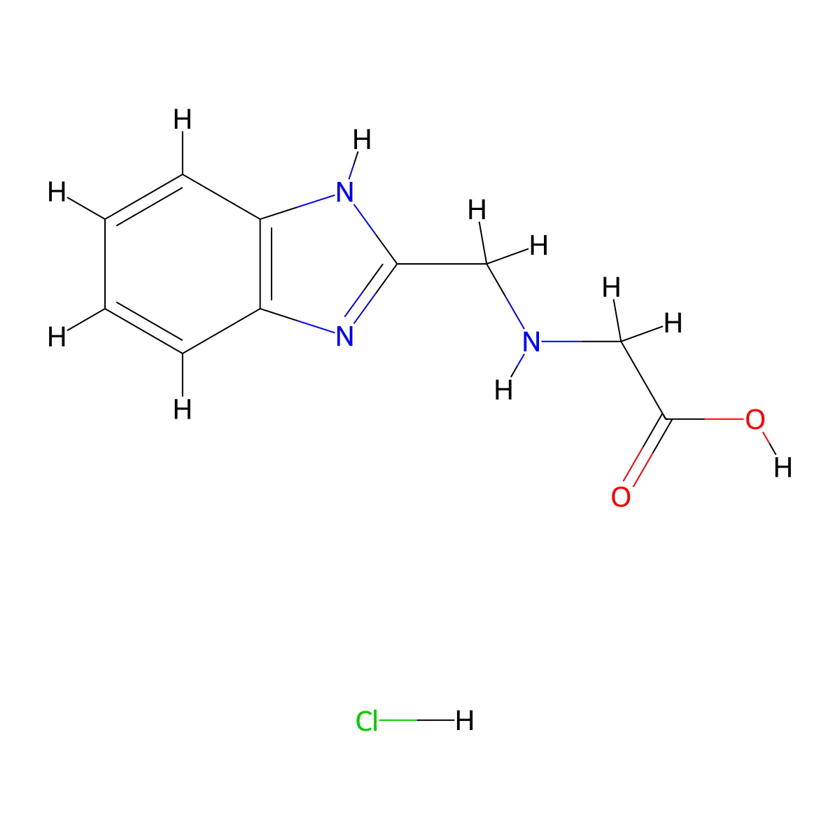 [(1H-Benzoimidazol-2-ylmethyl)-amino]-acetic acid hydrochloride molecular structure, CAS 208118-16-5